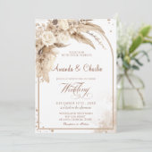 Boho-Pampasgras-Hochzeit Einladung (Stehend Vorderseite)