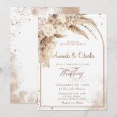 Boho-Pampasgras-Hochzeit Einladung (Vorne/Hinten)