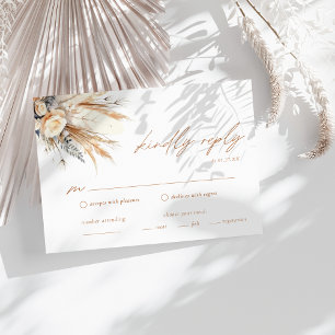 Boho-Pampasgras-Hochzeit-RSVP-Beilagekarte Einladung