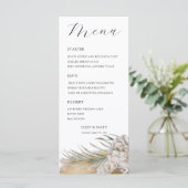 Boho-Pampasgras-Hochzeitsmenü Menükarte (Stehend Vorderseite)