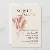 Boho-Pampasgras Minimalist mit Foto Einladung (Vorderseite)
