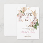 Boho-Pampasgras-Rosé-Blumen- Save-the-Date-Karte Save The Date (Vorne/Hinten)