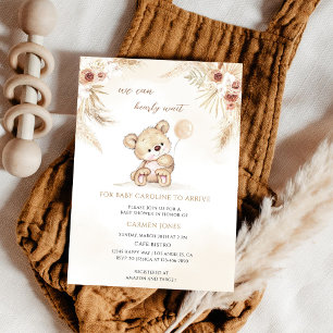Boho-Pampasgras-Teddy-Bär-Baby-Party Einladung