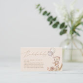 Boho Pampass Book Request Bear Balloon Babydusche Begleitkarte (Stehend Vorderseite)