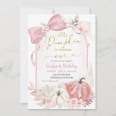 Boho Pampass Floral Pumpkin ist ein erster Geburts Einladung (Vorderseite)
