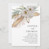 Boho Pampass & Floral Watercolor Wedding Einladung (Vorderseite)