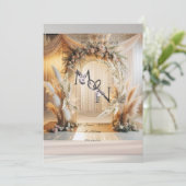 Boho Pampass Floral Wedding Einladung |Bearbeitbar (Stehend Vorderseite)