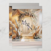 Boho Pampass Floral Wedding Einladung |Bearbeitbar (Vorne/Hinten)