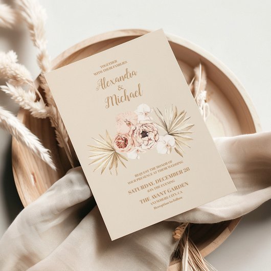 Boho Pampass Grass Floral Wedding Einladung