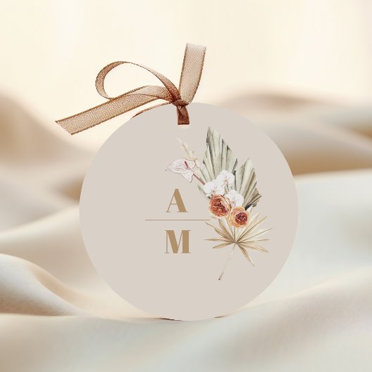 Boho Pampass Grass Floral Wedding Runder Aufkleber