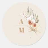 Boho Pampass Grass Floral Wedding Runder Aufkleber (Vorderseite)