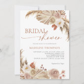 Boho Pampass Grass Modern Script Brautparty Einladung (Vorderseite)