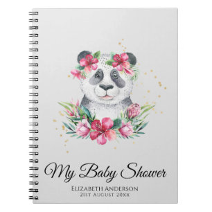Boho Panda Bear Baby Showplaner Blume Notizblock