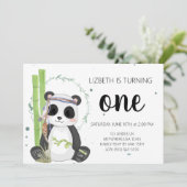 Boho Panda Einladungen zum Geburtstag - Mädchen (Stehend Vorderseite)