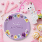 Boho Pansy Garden Party Bunte Blumenbäume Geburtst Pappteller (Party)