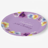 Boho Pansy Garden Party Bunte Blumenbäume Geburtst Pappteller (Schrägansicht)