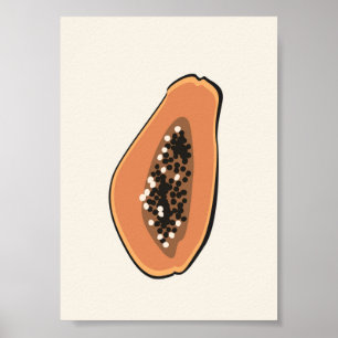 Boho Papaya Fruit Illustration Summer Print Poster
