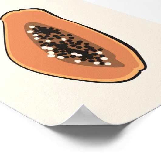Boho Papaya Fruit Illustration Summer Print Poster (Ecke)