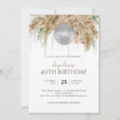 Boho Papmas Grass Disco Ball Jegliches Alter Gebur Einladung (Vorderseite)