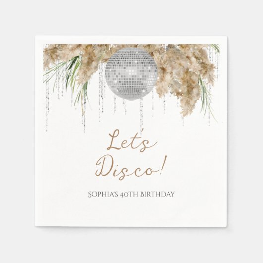 Boho Papmas Grass Disco Ball Jegliches Alter Gebur Serviette (Vorderseite)