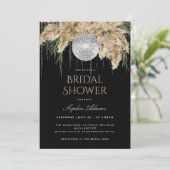 Boho Papmas Grass Diskothek Ball Black Brautparty Einladung (Stehend Vorderseite)