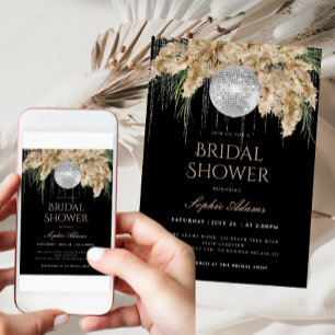 Boho Papmas Grass Diskothek Ball Black Brautparty Einladung