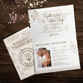 Boho Passport Hochzeit in Urlaubsort Einladung