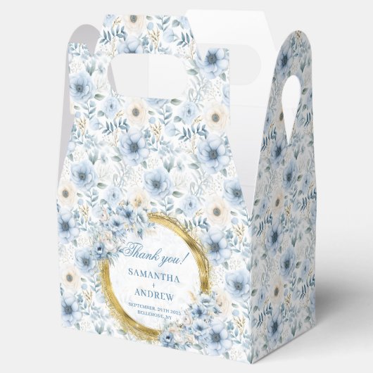 Boho Pastel Blue Gold Gastgeschenk Hochzeit Box Geschenkschachtel (Geöffnet)