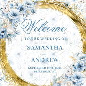 Boho Pastel Blue Gold Wedding Foto Prop Wandteppich