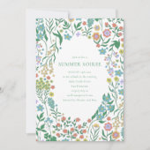 Boho Pastel Blue Wildblume Whimsy Summer Soiree Einladung (Vorderseite)