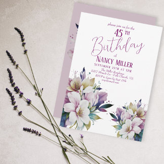 Boho Pastel Blume 45. Geburtstag Einladung
