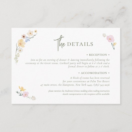 Boho Pastel Blume Elegante Kalligraphie Hochzeit Begleitkarte (Vorderseite)