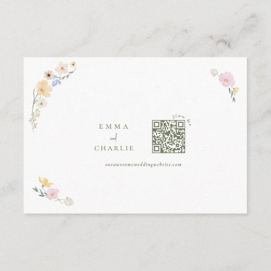 Boho Pastel Blume Elegante Kalligraphie Hochzeit Begleitkarte (Rückseite)