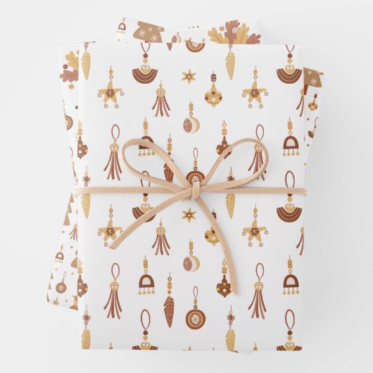 Boho Pastel Christmas Tree Decor Element Muster Geschenkpapier Set (Beispiel)