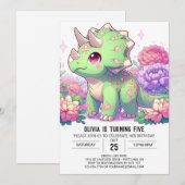 Boho Pastel Dinosaur Digital Geburtstag Einladung (Vorne/Hinten)