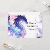 Boho Pastel Dragon Birthday Karte (Vorderseite/Rückseite Beispiel)