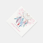 Boho Pastel Feathers Dreamcatcher Girl Babydusche Serviette (Ecke)