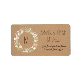 Boho Pastel Floral Wreath Rustikale Hochzeit Adressaufkleber