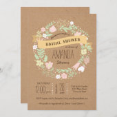 Boho Pastel Floral Wreath Rustikale Hochzeit Einladung (Vorne/Hinten)