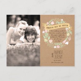 Boho Pastel Floral Wreath Rustikale Hochzeit Postkarte