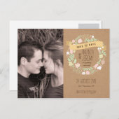 Boho Pastel Floral Wreath Save the Date Ankündigungspostkarte (Vorne/Hinten)