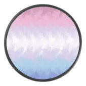 Boho Pastel Fluffy Abstrakt Bigender Pride Flag Eishockey Puck (Vorderseite)