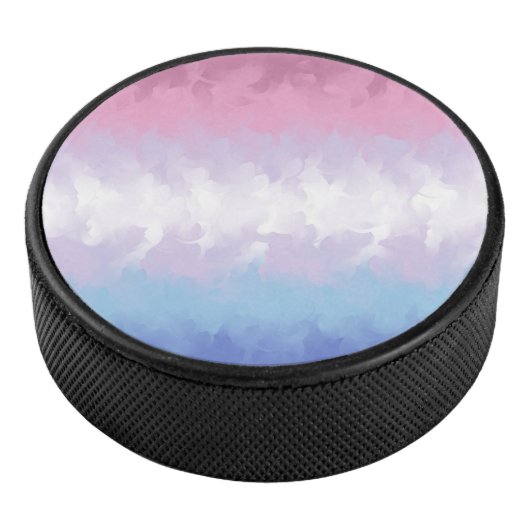 Boho Pastel Fluffy Abstrakt Bigender Pride Flag Eishockey Puck (3/4)