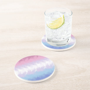 Boho Pastel Fluffy Abstrakt Bigender Pride Flag Getränkeuntersetzer