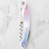 Boho Pastel Fluffy Abstrakt Bigender Pride Flag Kellnermesser (Vorderseite)