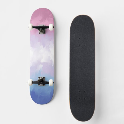 Boho Pastel Fluffy Abstrakt Bigender Pride Flag Skateboard (Vorderseite)