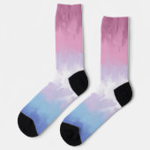 Boho Pastel Fluffy Abstrakt Bigender Pride Flag Socken (Linkes Detail)
