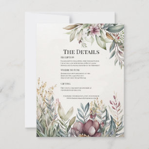BOHO Pastel Garden Colors Wedding DETAILS CARD Einladung