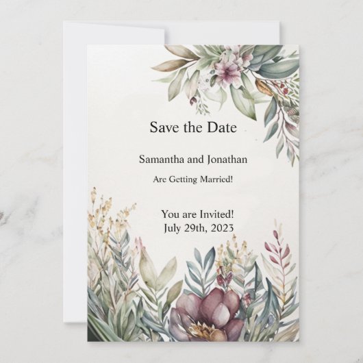 BOHO Pastel Garden Save the Date Karte (Vorderseite)