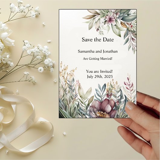 BOHO Pastel Garden Save the Date Karte